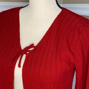 Xhilaration red tie front cardigan